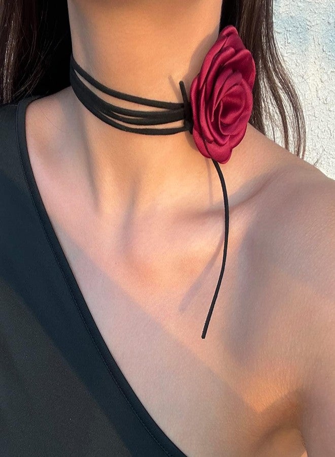 Palotay Black Velvet Flower Choker Necklace for Women Bride Wedding Party Summer - Image 2